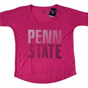 Champion Penn State Women S Pink 3/4 Sleeve Boat Neck Tee Shirt Top Nittany